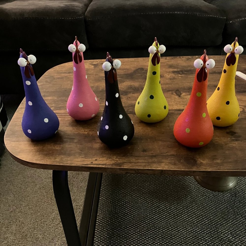 CHICKENS - RESIN CHICKENS - 8" TALL WITH THE BIGGEST EYES!